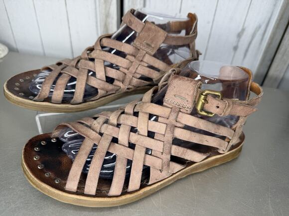 A.S.98 Shoes - AS98 Ralston Gladiator Distressed Light Brown Strappy Leather Sandals Size 38